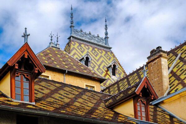 A photo of typical Burgyndy roof tiles.