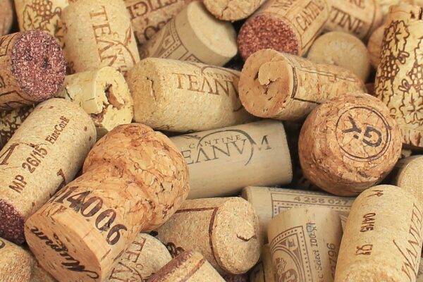 A picture of a lof of wine corks.