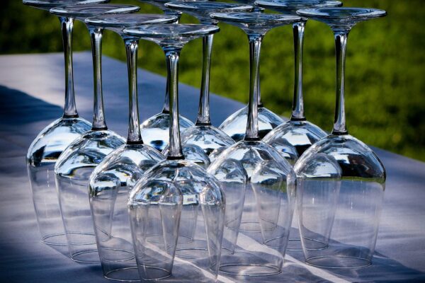 Picture of a lot of wine glasses.