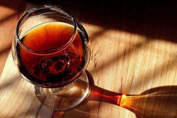 Photo of a glass of port wine.