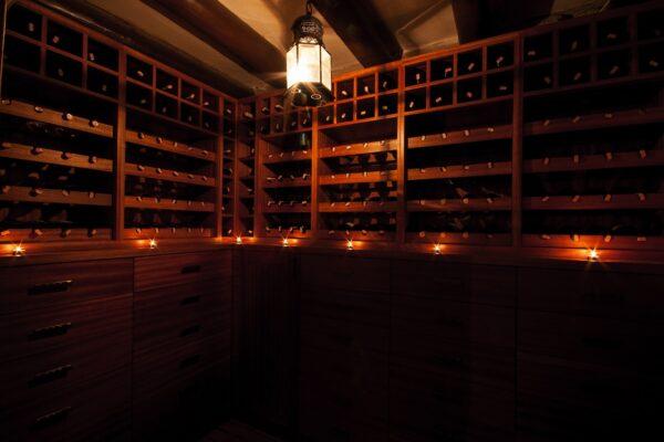 A photo of a well equipped wine cellar.