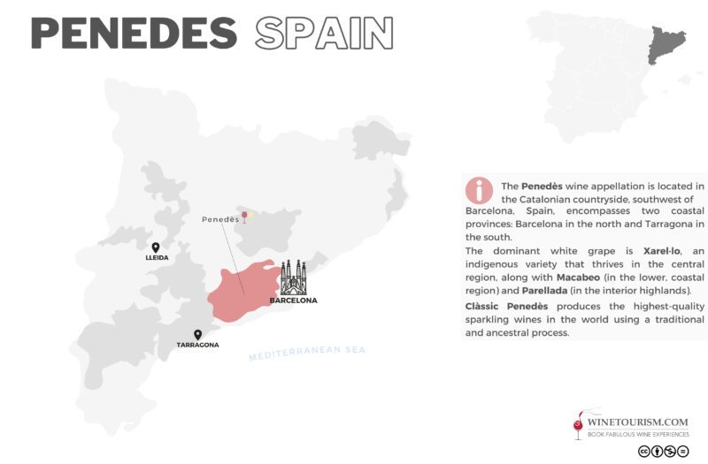 A map of the Penedès wine region, Spain.