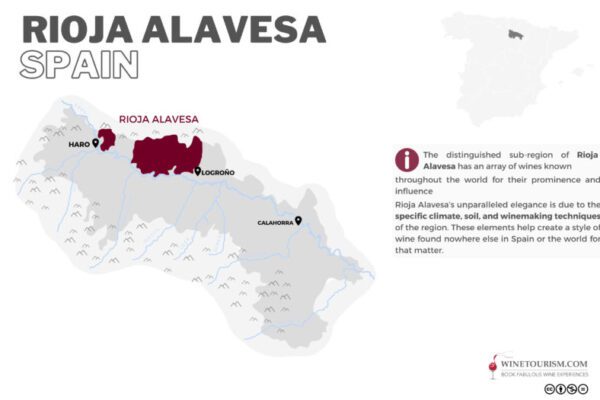 A map of the Rioja Alavesa wine region, Spain.