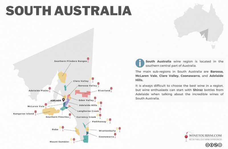 A map of the South Australia wine region.